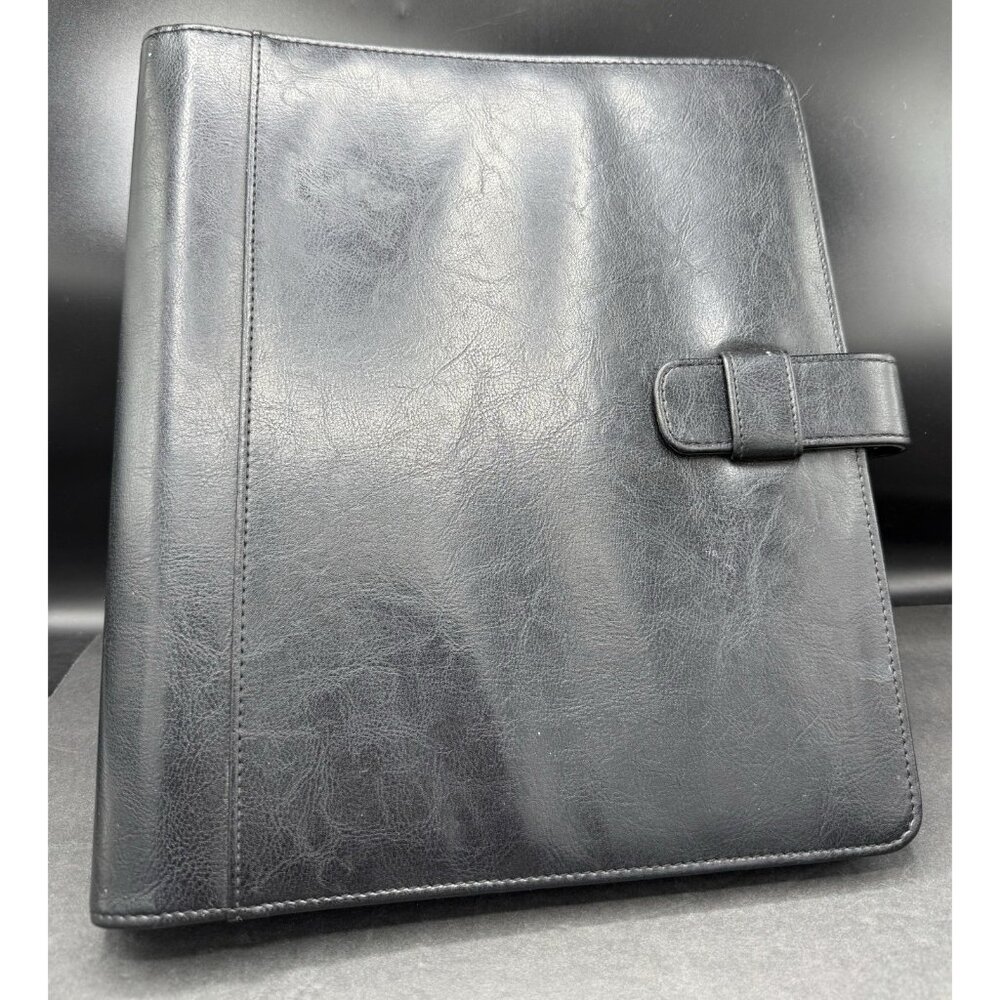 Vintage Day Timer Planner Organizer 7 Ring Binder Black Leather Made In USA 1995